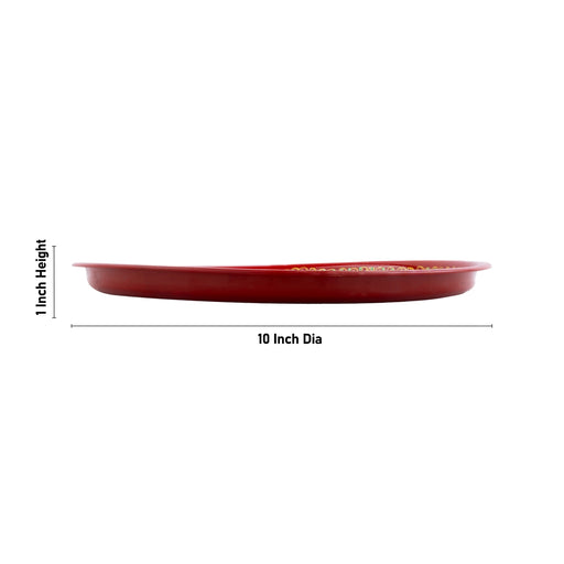 Thali Plate - 1 x 10 Inches | Decorated Plate/ Stone Work Pooja Plate for Home - Pooja Plate & Tray