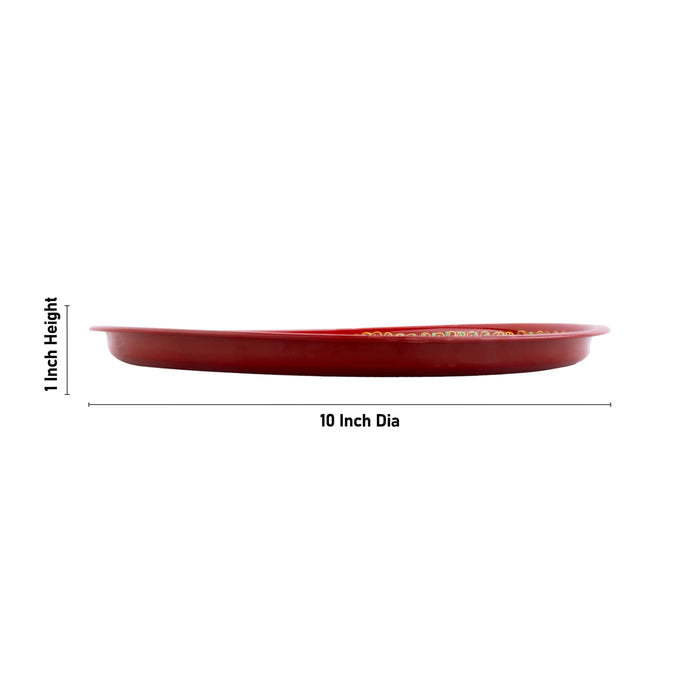 Thali Plate - 1 x 10 Inches | Decorated Plate/ Stone Work Pooja Plate for Home - Pooja Plate & Tray