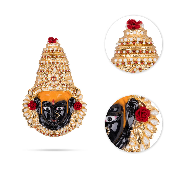 Bhavani Devi Face - 7.5 x 5 Inches | Fiber Ammavari Face/ Decorative Devi Mukhavata for Deity Decor - Head & Face Accessories