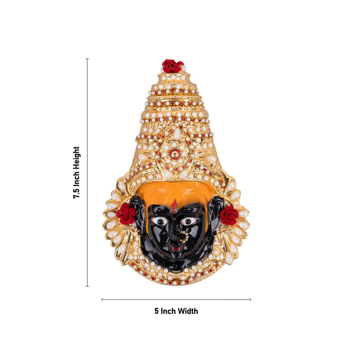 Bhavani Devi Face - 7.5 x 5 Inches | Fiber Ammavari Face/ Decorative Devi Mukhavata for Deity Decor - Head & Face Accessories