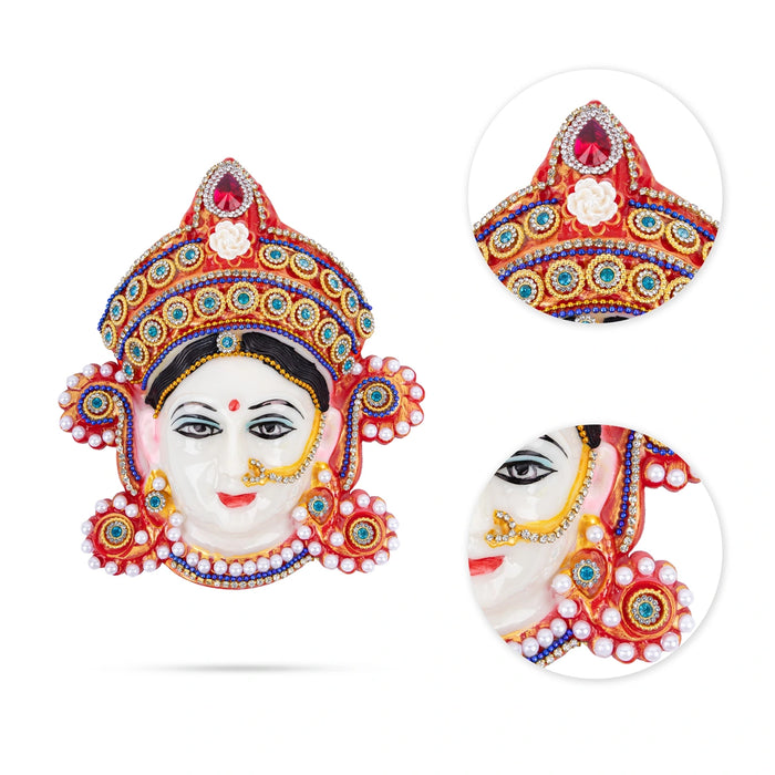 Devi Face - 7.5 x 6.5 Inches | Fiber Ammavari Face/ Decorative Devi Mukhavata for Deity Decor - Head & Face Accessories