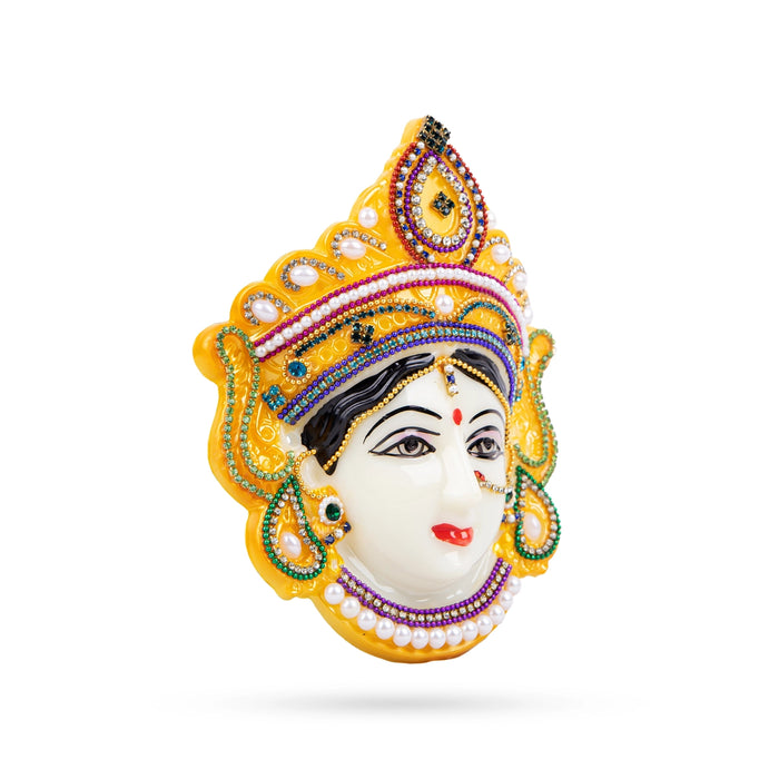 Devi Face - 6 x 4.5 Inches | Fiber Ammavari Face/ Decorative Devi Mukhavata for Deity Decor - Head & Face Accessories