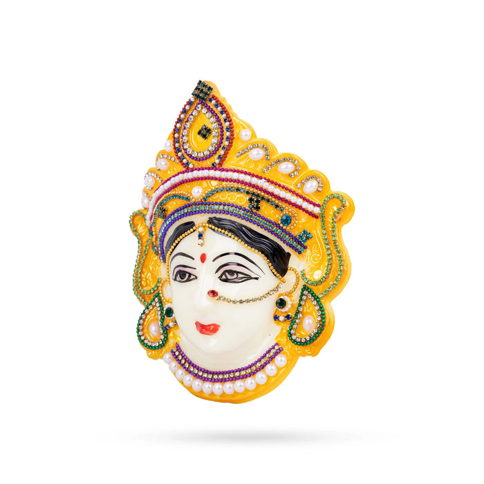 Devi Face - 6 x 4.5 Inches | Fiber Ammavari Face/ Decorative Devi Mukhavata for Deity Decor - Head & Face Accessories