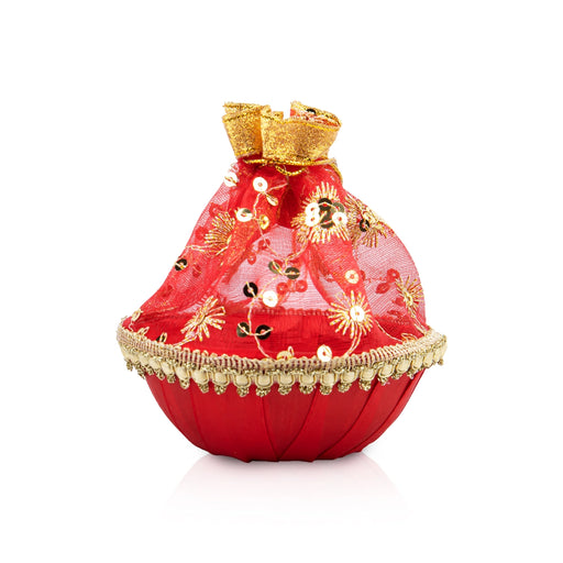 Laddu Gopal Basket with Net Cover - 1.5 x 4 Inches | Kanha Ji Ki Tokri/ Carry Basket for Laddu Gopal - Deity Accessories
