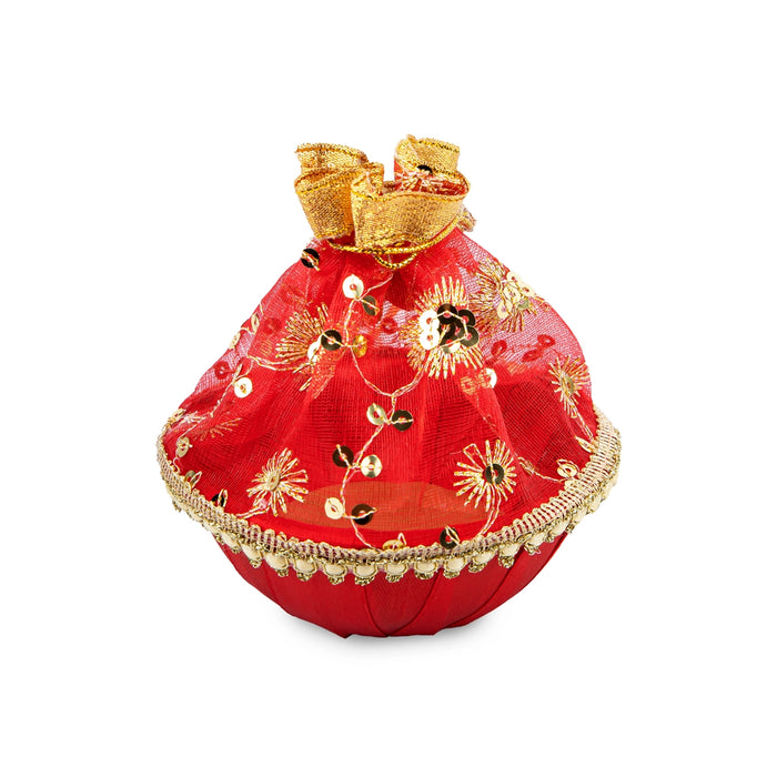 Laddu Gopal Basket with Net Cover - 1.5 x 4 Inches | Kanha Ji Ki Tokri/ Carry Basket for Laddu Gopal - Deity Accessories