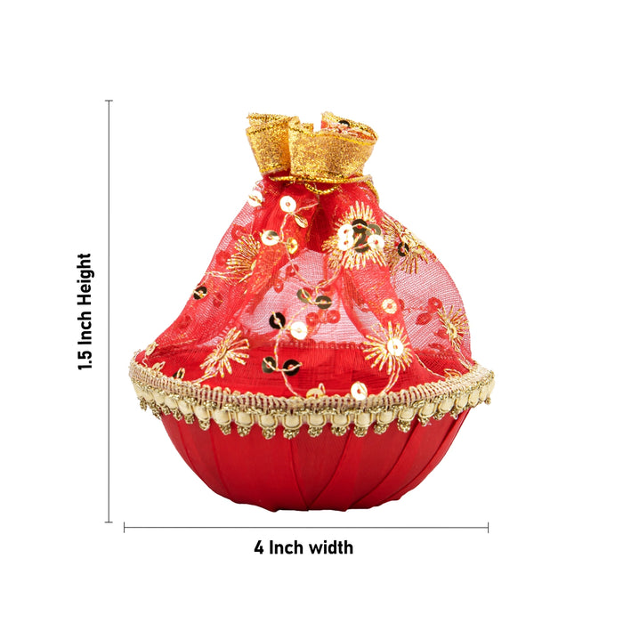 Laddu Gopal Basket with Net Cover - 1.5 x 4 Inches | Kanha Ji Ki Tokri/ Carry Basket for Laddu Gopal - Deity Accessories