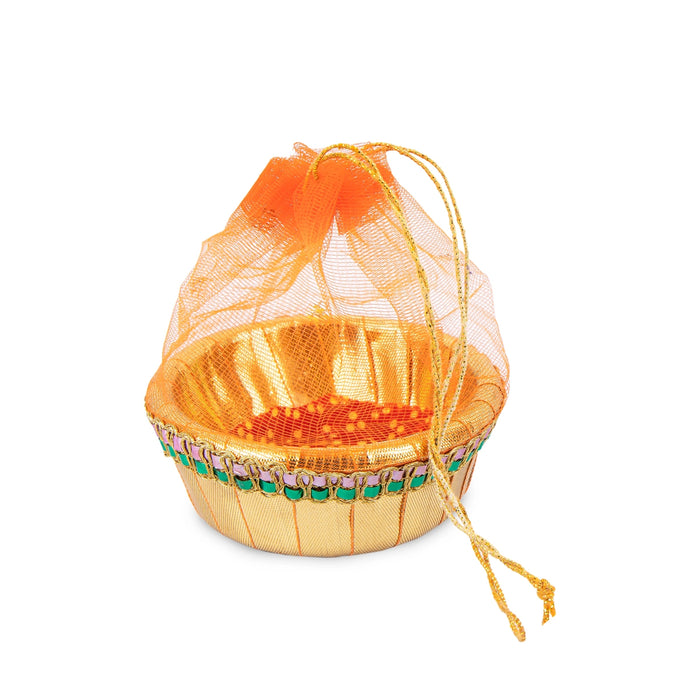 Laddu Gopal Basket with Net Cover - 1.5 x 3.75 Inches | Kanha Ji Ki Tokri/ Carry Basket for Laddu Gopal - Deity Accessories