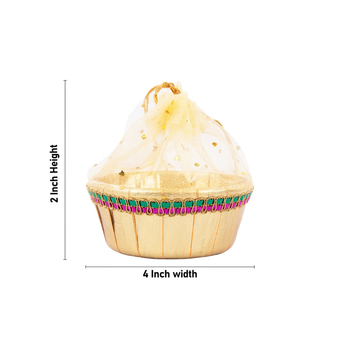 Laddu Gopal Basket with Net Cover - 2 x 4 Inches | Kanha Ji Ki Tokri/ Carry Basket for Laddu Gopal - Deity Accessories
