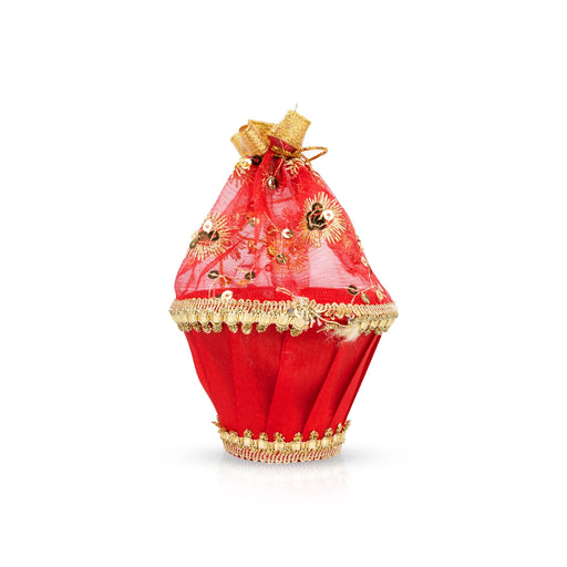 Laddu Gopal Basket with Net Cover - 2.75 x 3.5 Inches | Kanha Ji Ki Tokri/ Carry Basket for Laddu Gopal - Deity Accessories