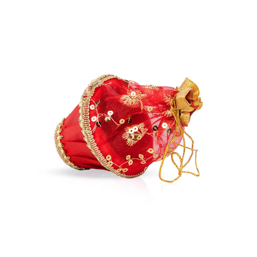 Laddu Gopal Basket with Net Cover - 2.75 x 3.5 Inches | Kanha Ji Ki Tokri/ Carry Basket for Laddu Gopal - Deity Accessories