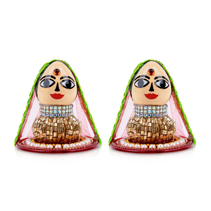 Riddhi Siddhi Murti Pair | Lord Ganesh Wife/ Decorative Showpiece for Home Decor - Table Stand Accessories