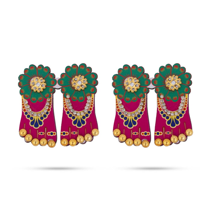 Lakshmi Padham Pair - 1.75 x 2 Inches | Decorative Laxmi Paduka / Lakshmi Charan Paduka for Pooja - Pooja Box & Paduka