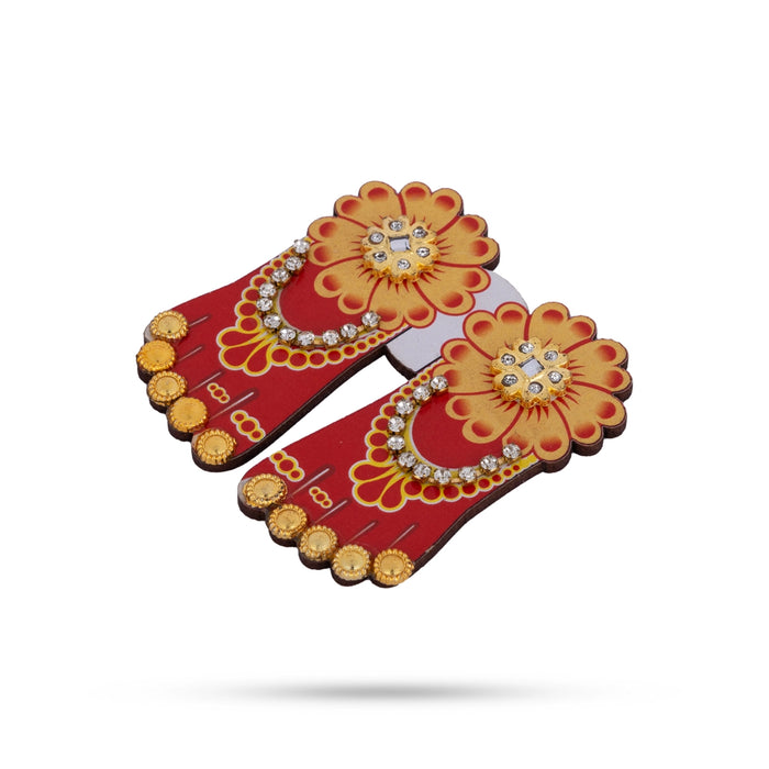 Lakshmi Padham Pair - 1.75 x 2 Inches | Decorative Laxmi Paduka / Lakshmi Charan Paduka for Pooja - Pooja Box & Paduka