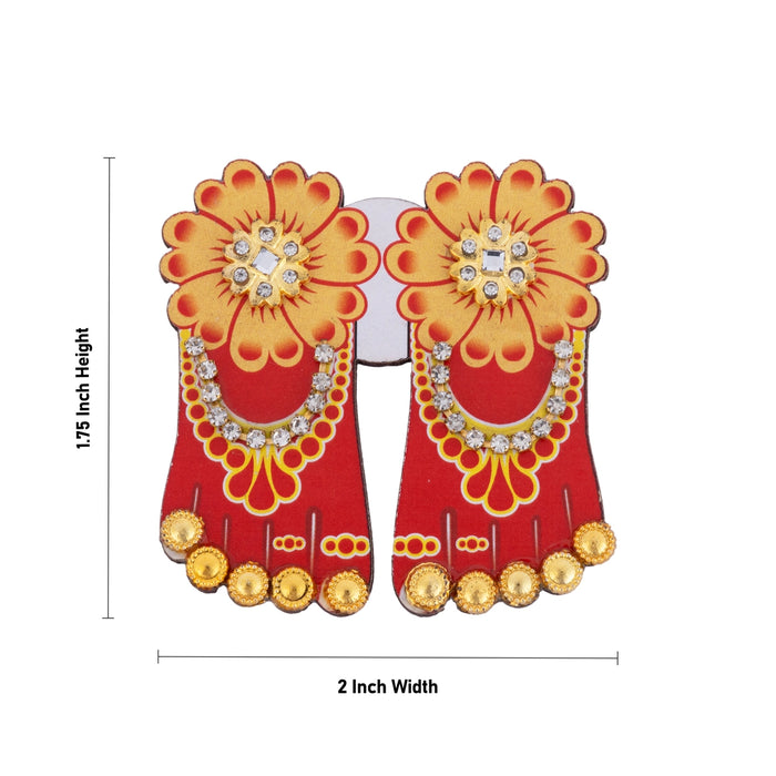 Lakshmi Padham Pair - 1.75 x 2 Inches | Decorative Laxmi Paduka / Lakshmi Charan Paduka for Pooja - Pooja Box & Paduka