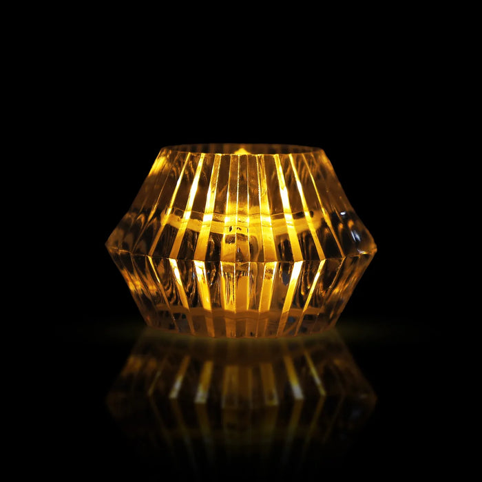 Diamond Shaped LED Diya - 1.5 x 1 Inches | Crystal Lamp/ LED Light Candle For Pooja Decor & Festival Lighting - Decorative Lamp