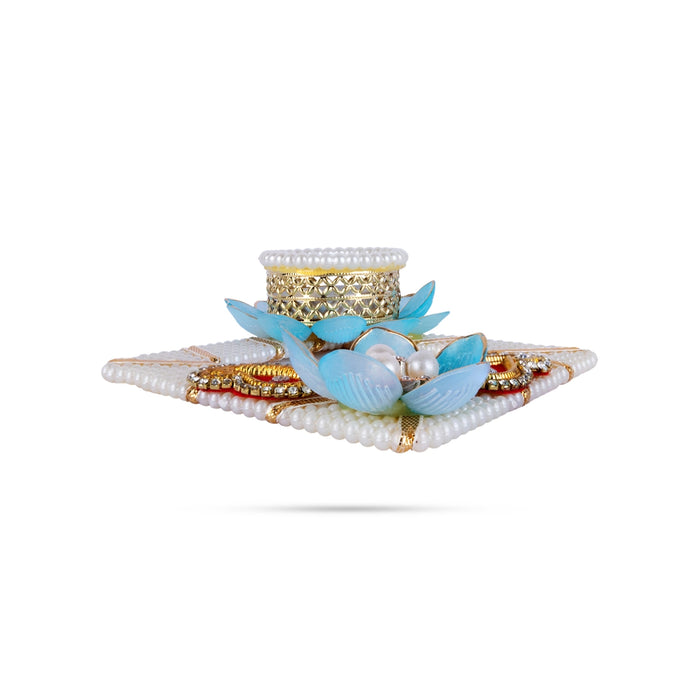 Decorative Diya Candle With Holder - 1 x 5 Inches | Pearl Design Tealight Candle & Holder For Home Decor - Candles