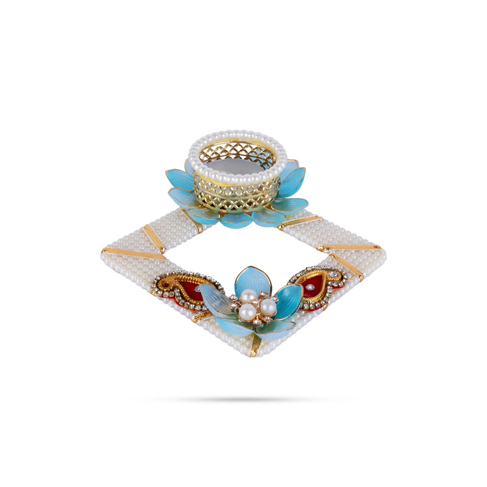 Decorative Diya Candle With Holder - 1 x 5 Inches | Pearl Design Tealight Candle & Holder For Home Decor - Candles