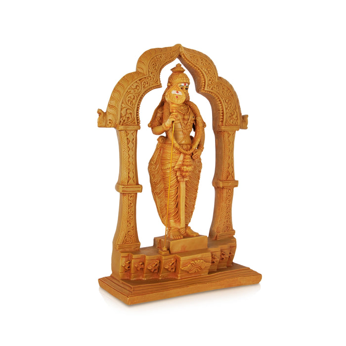 Murugan Statue With Arch - 15 x 10.5 Inches | Resin Kartikeya Statue/ Wood Polish Standing Murugan Idol for Pooja - Fibre Murties