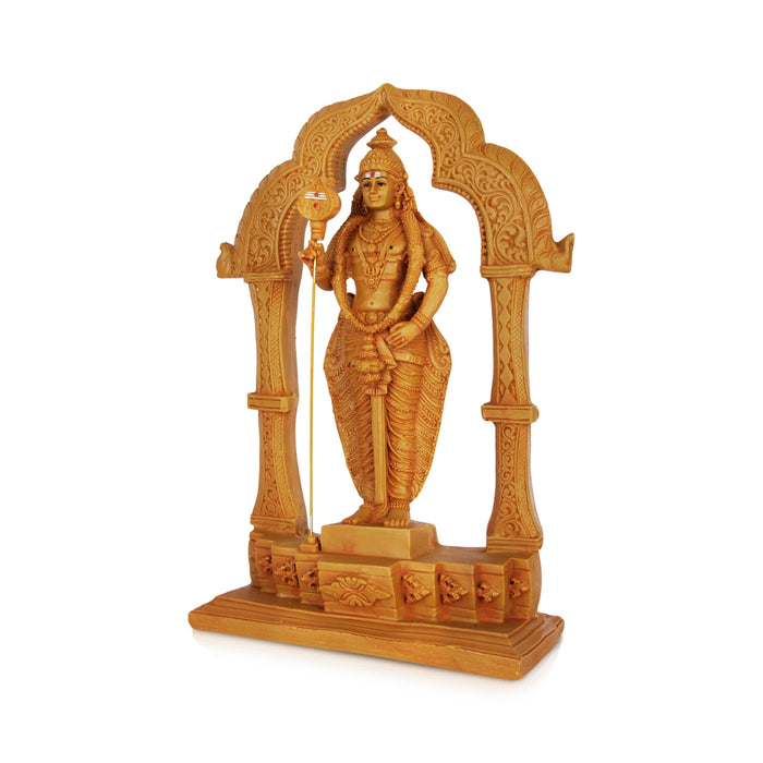 Murugan Statue With Arch - 15 x 10.5 Inches | Resin Kartikeya Statue/ Wood Polish Standing Murugan Idol for Pooja - Fibre Murties