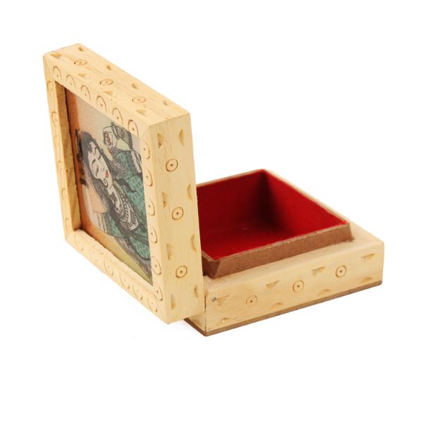 Jewellery Box  - 3 x 3 Inches |  Wooden Box/ Sheesam Wood Gem Stone Box for Women