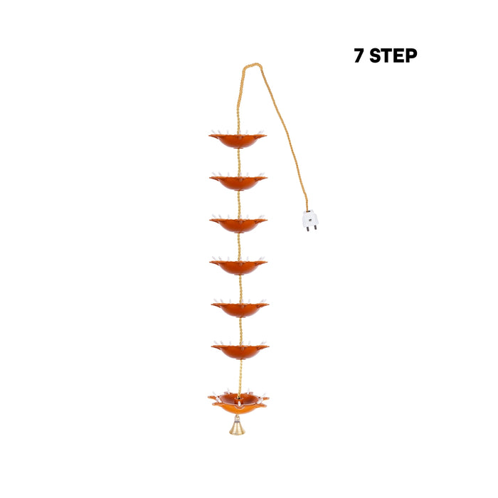 Electric Diya | 240 V/ 7 Step Hanging Lamp/ Electric Lamp/ Electric Deep for Pooja Decor - Electric Lamp