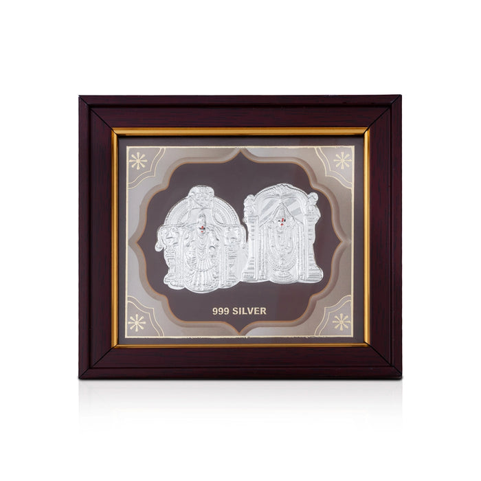 Perumal Thayar Photo Frame- 5 x 5.5 Inches | Wall Frame/ 999 Silver Picture Frame For Pooja Room
