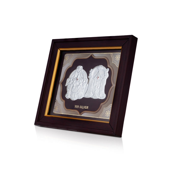 Perumal Thayar Photo Frame- 5 x 5.5 Inches | Wall Frame/ 999 Silver Picture Frame For Pooja Room