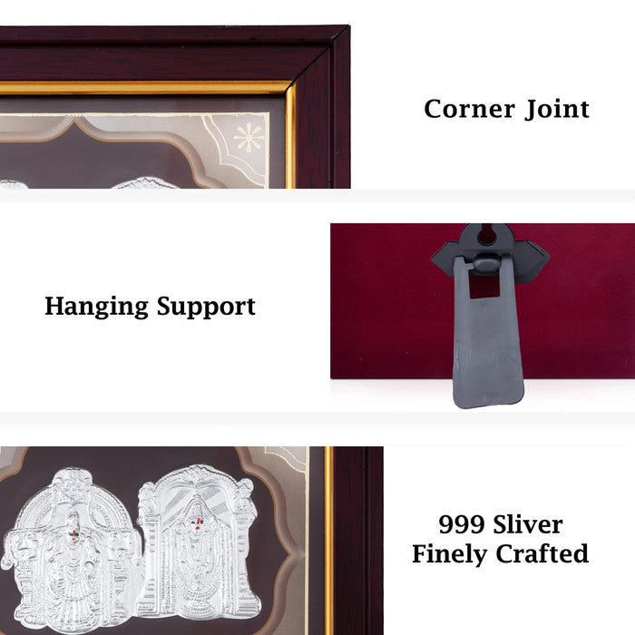 Perumal Thayar Photo Frame- 5 x 5.5 Inches | Wall Frame/ 999 Silver Picture Frame For Pooja Room