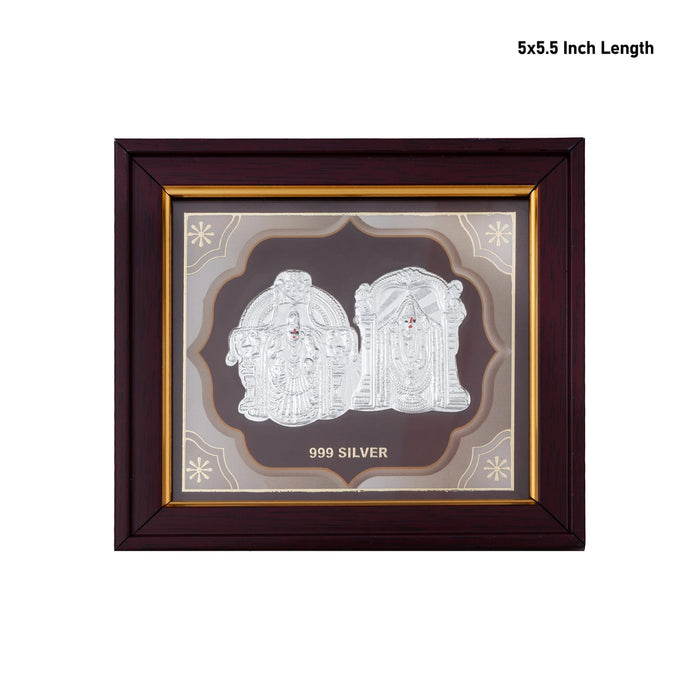 Perumal Thayar Photo Frame- 5 x 5.5 Inches | Wall Frame/ 999 Silver Picture Frame For Pooja Room