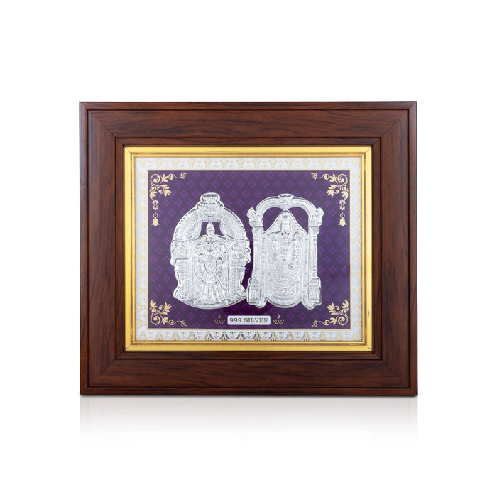 Perumal Thayar Photo Frame - 11.5 x 10 Inches | 999 Silver Foil Wall Picture Frame/ Wall Decor For Home