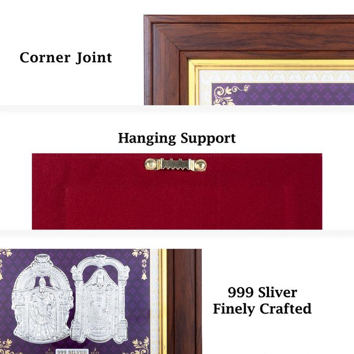 Perumal Thayar Photo Frame - 11.5 x 10 Inches | 999 Silver Foil Wall Picture Frame/ Wall Decor For Home