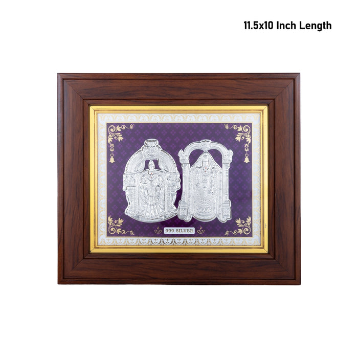 Perumal Thayar Photo Frame - 11.5 x 10 Inches | 999 Silver Foil Wall Picture Frame/ Wall Decor For Home