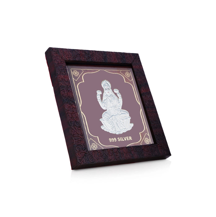 Lakshmi Murti Photo Frame - 5 X 5.5 Inches | Picture Frame/ 999 Silver Wall Picture For Pooja & Home Decor