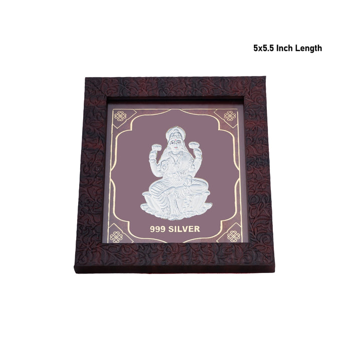 Lakshmi Murti Photo Frame - 5 X 5.5 Inches | Picture Frame/ 999 Silver Wall Picture For Pooja & Home Decor