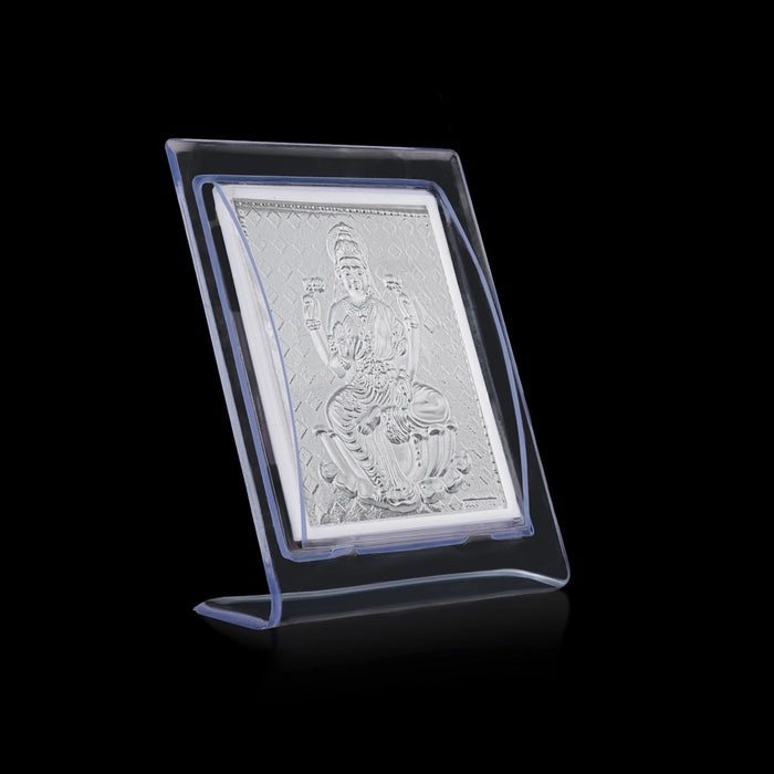 Lakshmi Picture Stand - 3.5 x 3 Inches | L Shape Frame/ Goddess Laxmi Silver Photo Stand for Table Top