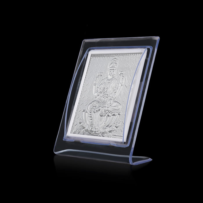 Lakshmi Picture Stand - 3.5 x 3 Inches | L Shape Frame/ Goddess Laxmi Silver Photo Stand for Table Top