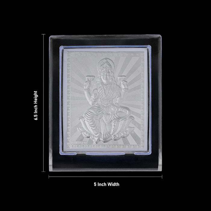 Lakshmi Photo Stand - 6.5 x 5 Inches | L Shape Frame/ Goddess Laxmi Devi Silver Picture Stand for Pooja Decor