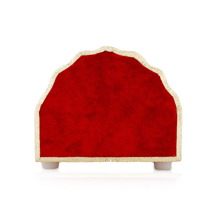 Sinhasan - 3.75 x 4.25 Inches | Meenakari Design Simhasanam/ Velvet&Peacock Feather Design Singhasan for Deity - Pooja Aasan & Bajot & Pooja Mat