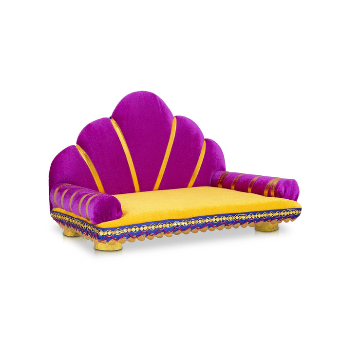Sinhasan With Base - 6.5 x 10.5 Inches | Velvet Simhasanam/ Decorative Singhasan for Deity - Pooja Aasan & Bajot & Pooja Mat