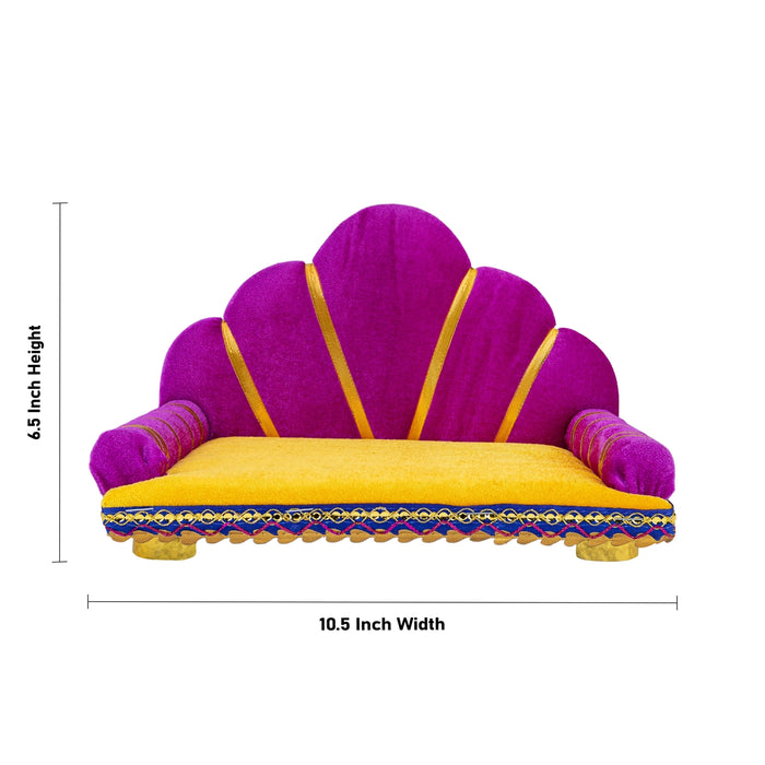 Sinhasan With Base - 6.5 x 10.5 Inches | Velvet Simhasanam/ Decorative Singhasan for Deity - Pooja Aasan & Bajot & Pooja Mat