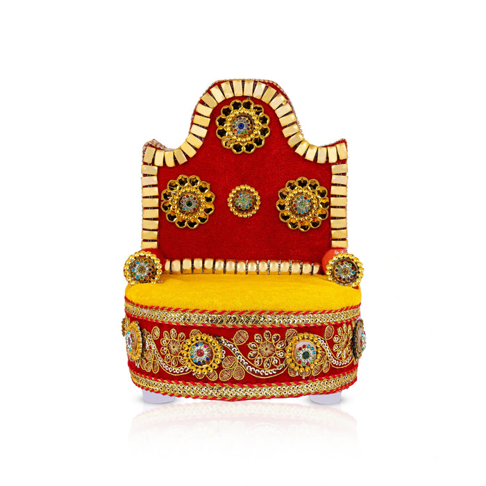 Velvet Sinhasan - 8.5 X 6 Inches | Embroidery Simhasanam/ Simhasan For Deity - Pooja Aasan & Bajot & Pooja Mat