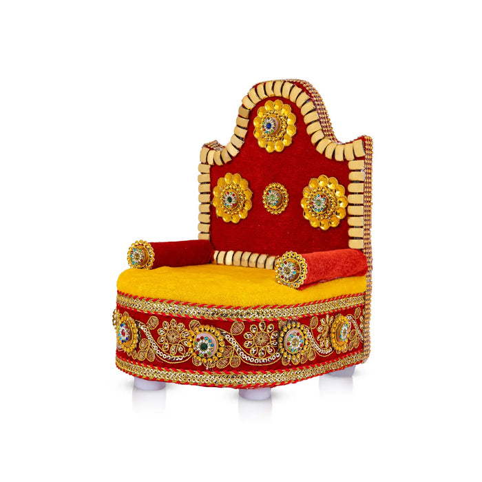Velvet Sinhasan - 8.5 X 6 Inches | Embroidery Simhasanam/ Simhasan For Deity - Pooja Aasan & Bajot & Pooja Mat