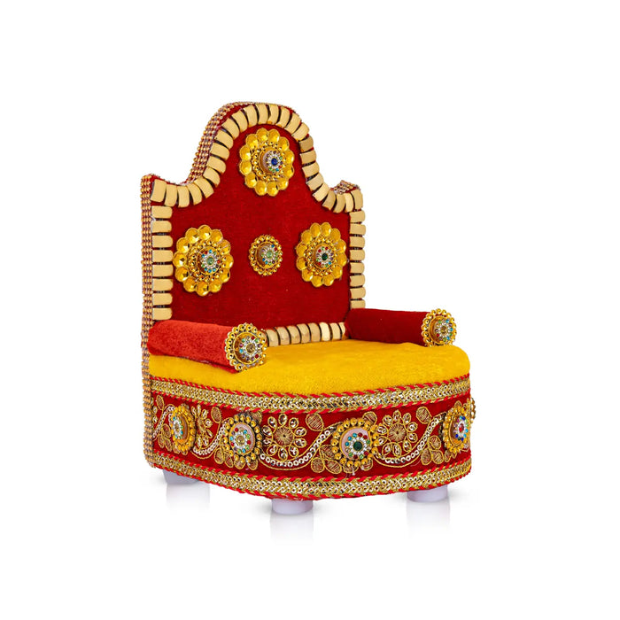 Velvet Sinhasan - 8.5 X 6 Inches | Embroidery Simhasanam/ Simhasan For Deity - Pooja Aasan & Bajot & Pooja Mat