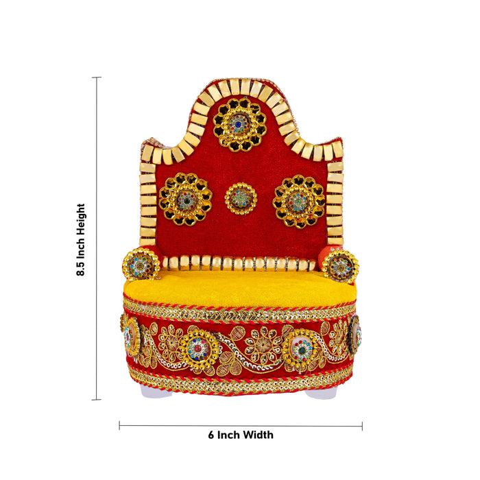 Velvet Sinhasan - 8.5 X 6 Inches | Embroidery Simhasanam/ Simhasan For Deity - Pooja Aasan & Bajot & Pooja Mat