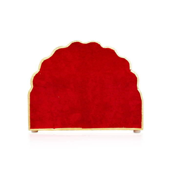 Sinhasan - 8 x 10 Inches | Meenakari Design Simhasanam/ Velvet&Peacock Feather Design Singhasan for Deity - Pooja Aasan & Bajot & Pooja Mat