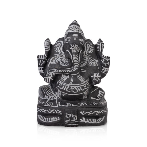 Ganesh Murti - 9 X 6.5 Inches | Black Stone Ganpati Murti/ Vinayaka Idol For Home Temple & Auspicious Decor - Stone Murties