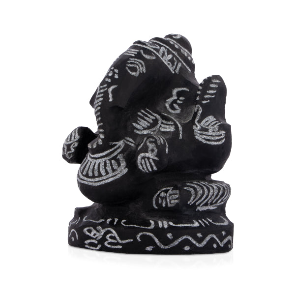 Black Stone Ganesh Murti  - 3 Inches | Ganapathi Vigraham/ Vinayagar Statue for Pooja