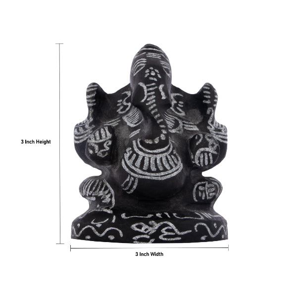 Black Stone Ganesh Murti  - 3 Inches | Ganapathi Vigraham/ Vinayagar Statue for Pooja