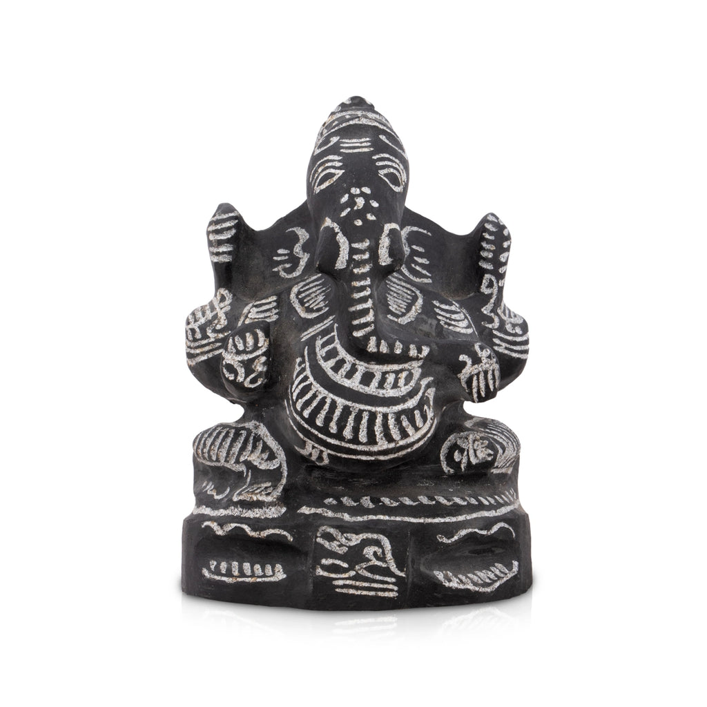 Ganesh Murti - 4 x 2.75 Inches | Black Stone Vinayagar Idol/ Ganpati Murti for Pooja