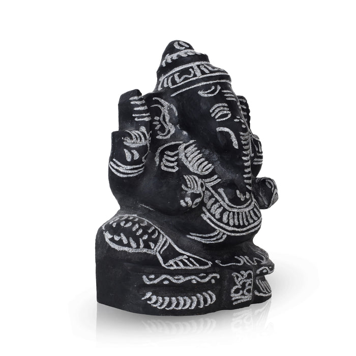 Black Stone Ganesh Murti  - 5 Inches | Ganapathi Vigraham/ Vinayagar Statue for Pooja